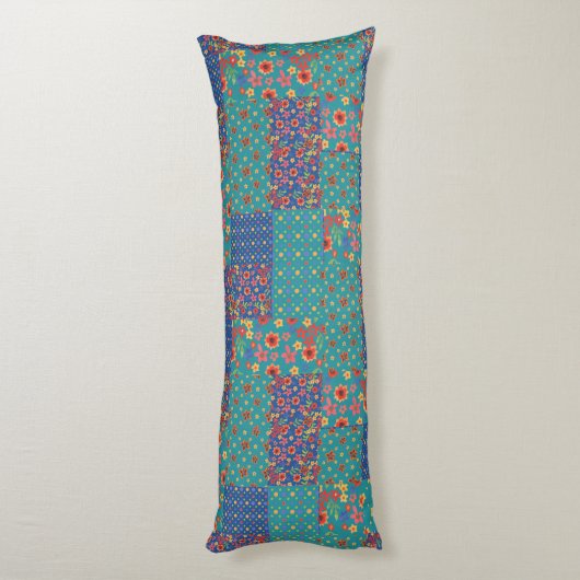Nostalgische Imitate Patchwork Body Pillow Seitenschläferkissen (Rückseite (Vertikal))