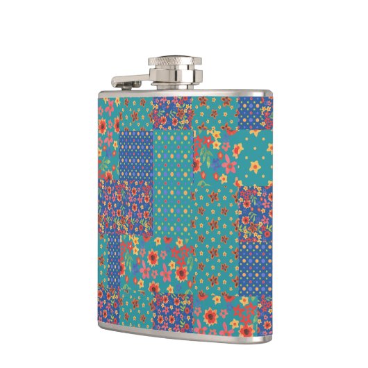 Nostalgische Imitate Patchwork Pattern Hip Flask Flachmann (Links)