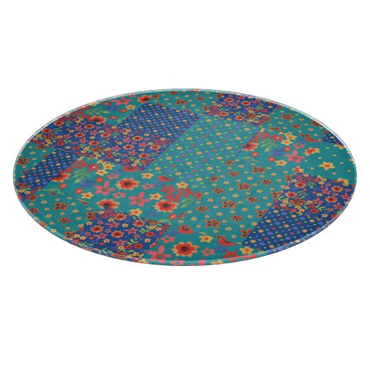 Nostalgische Imitate Patchwork Round Glass Cutting Schneidebrett (Ecke)