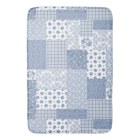 Nostalgische Indigo Imitate Patchwork Large Bath M Badematte (Vorderseite Vertikal)