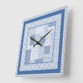 Nostalgische Indigo Imitate Patchwork Square Wall  Quadratische Wanduhr (Winkel)