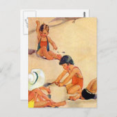 Nostalgische Kinder spielen im Sand Postkarte (Vorne/Hinten)