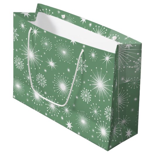 Nostalgische Kitschmas-Sterne Große Geschenktüte (Vorderseite Schrägansicht)