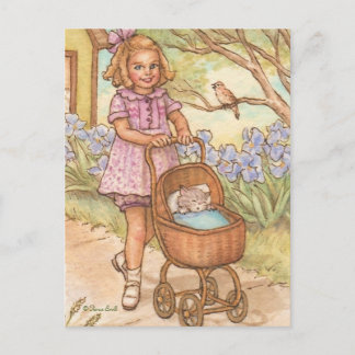 Nostalgische Kitten in Baby Carriage Postcard Postkarte