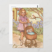 Nostalgische Kitten in Baby Carriage Postcard Postkarte (Vorne/Hinten)