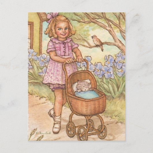 Nostalgische Kitten in Baby Carriage Postcard Postkarte (Vorderseite)