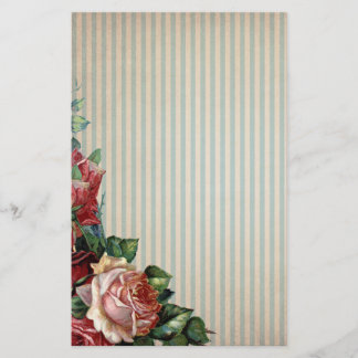Nostalgische Landrosen und Hintergrundstreifen Briefpapier