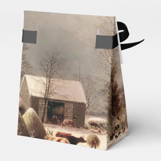 Nostalgische Landschaft im Winter Gefälligkeitsbox Geschenkschachtel (Rückseite)