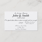 Nostalgische LKW-Fahrer-Begräbnis- Visitenkarte (Rückseite)