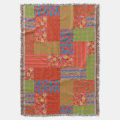 Nostalgische Mohn-Faux-Patchwork-Wurfdecke Decke (Vorderseite Vertikal)