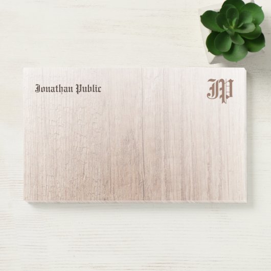 Nostalgische Monogram Template Custom Wood Look Post-it Klebezettel (Büro)