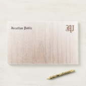 Nostalgische Monogram Template Custom Wood Look Post-it Klebezettel (Auf Schreibtisch)