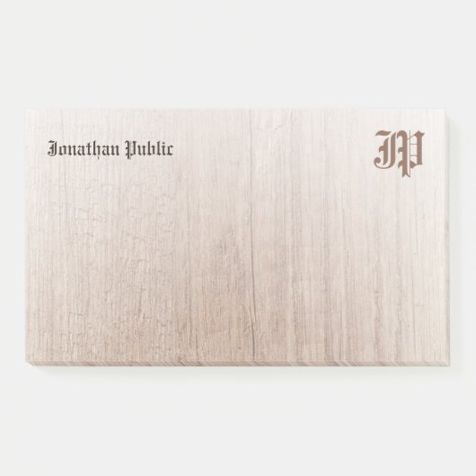 Nostalgische Monogram Template Custom Wood Look Post-it Klebezettel (Vorderseite)