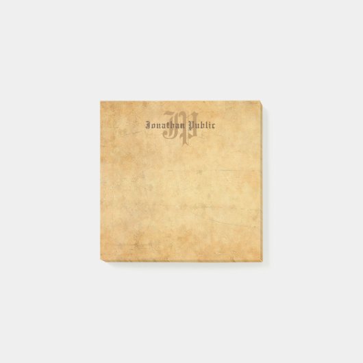 Nostalgische Monogramm-Vorlage Elegante Kalligrafi Post-it Klebezettel (Vorderseite)