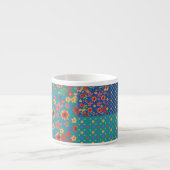 Nostalgische Muster Faux-Patchwork-Espressotasse Espressotasse (Vorderseite)