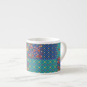Nostalgische Muster Faux-Patchwork-Espressotasse Espressotasse