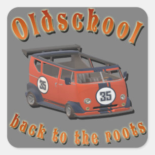 Nostalgische Oldschool, Oldtimer van red grau Quadratischer Aufkleber