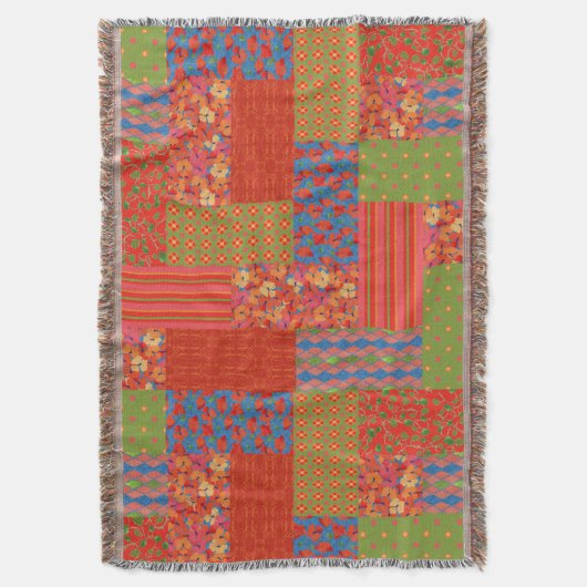 Nostalgische Poppies-Imitate-Patchwork-Throw-Blank Decke (Vorderseite Vertikal)