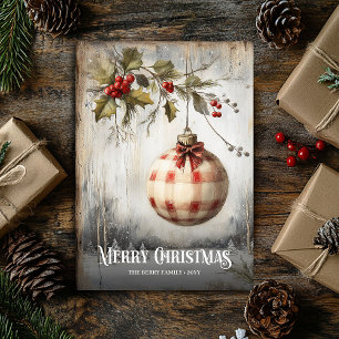 Nostalgische Retro-Aquarell-Weihnachten in Rot und Feiertagskarte
