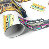 Nostalgische Retro-Boomboxen und Kassetten Geschenkpapier (Rolleneckpunkt)