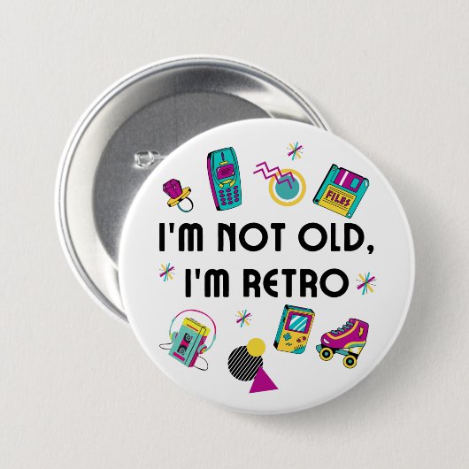 nostalgische Retro-Neon-Farbe 80er Memorabilia Button (Vorne & Hinten)