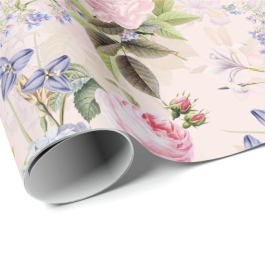 Nostalgische Rose aus der Antike - Rosa Bouquets Geschenkpapier (Rolleneckpunkt)