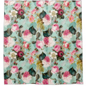 Nostalgische Rose Muster Minze Duschvorhang (Vorderseite)