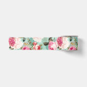 Nostalgische Rose Muster Minze Satinband (Vorderseite)