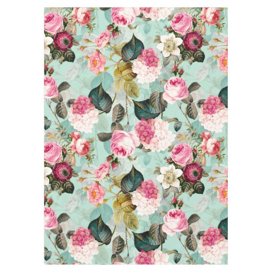 Nostalgische Rose Muster Minze Tischdecke (Vorderseite)
