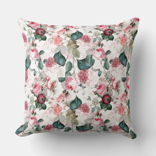 Nostalgische Rose Muster pink Kissen (Vorderseite)