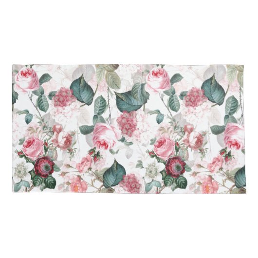 Nostalgische Rose Muster pink Kissenbezug (Rückseite)