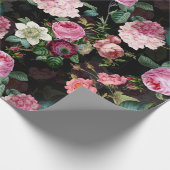 Nostalgische Rose Muster schwarz Geschenkpapier (Ecke)