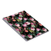 Nostalgische Rose Muster schwarz Notizblock (Rechte Seite)