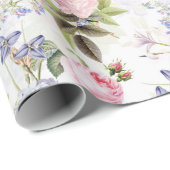 Nostalgische Rose Muster weiß Geschenkpapier (Rolleneckpunkt)