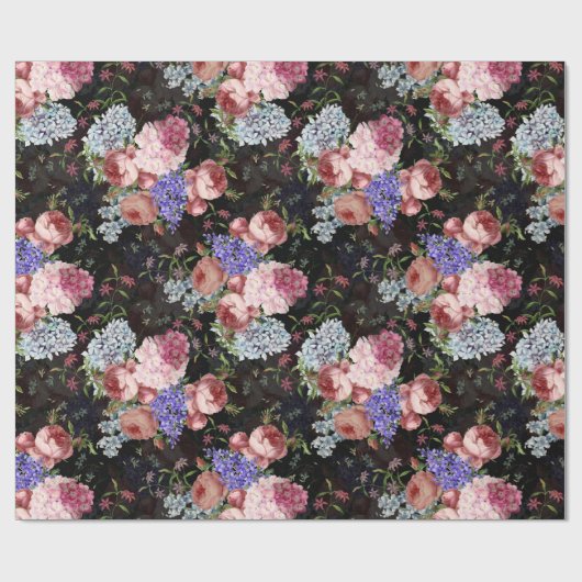 Nostalgische Rose und Lilacs Geschenkpapier (Flach)