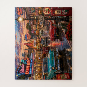 Nostalgische Stadt aus den 1950er/1960er Jahren — Puzzle