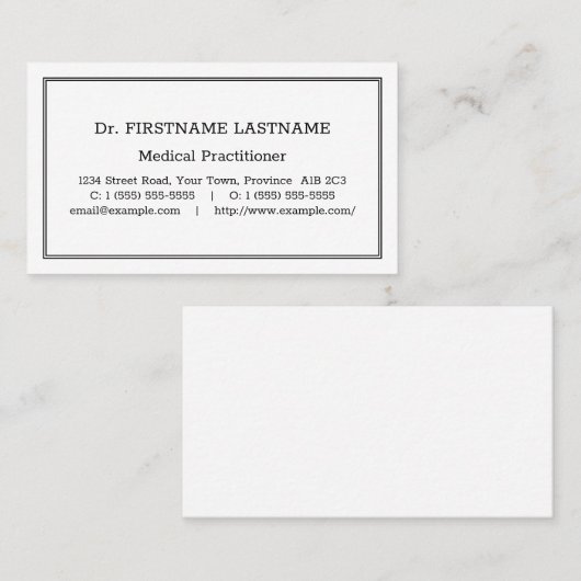 Nostalgische, traditionelle Visitenkarte (Vorne/Hinten)