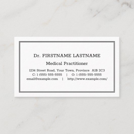 Nostalgische, traditionelle Visitenkarte (Vorderseite)