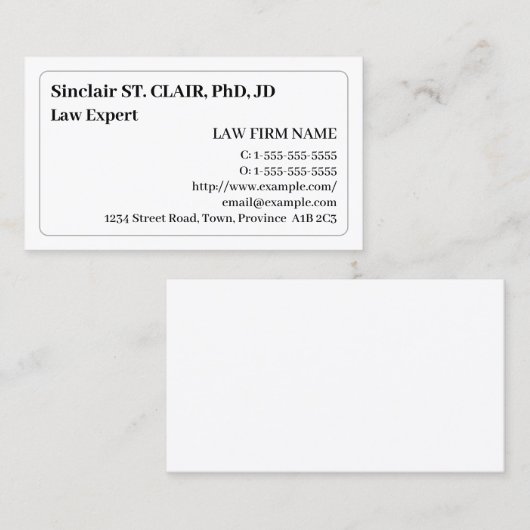 Nostalgische und Vintage Anwaltskarte Visitenkarte (Vorne/Hinten)