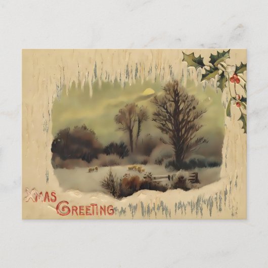Nostalgische viktorianische Winternacht Postkarte (Vorderseite)