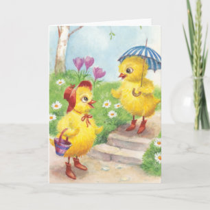 Nostalgische Vintage Art Ostern-Küken Feiertagskarte
