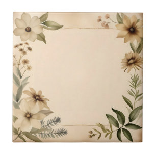 Nostalgische Vintage Herbarium-Blume Fliese
