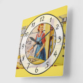 Nostalgische Vintage Retro Dame Kitchen Clock Quadratische Wanduhr (Winkel)