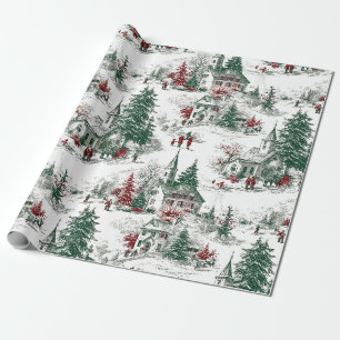 Nostalgische Vintage-Rot-Grün-Weihnachten Geschenkpapier