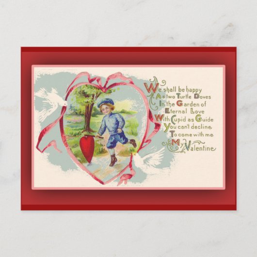 Nostalgische Vintage Valentinenkarte Feiertagspostkarte (Vorderseite)