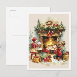 Nostalgische Vintage-Weihnachten Kinder Postkarte