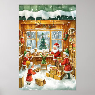 Nostalgische Vintage-Weihnachtsfamilie Poster