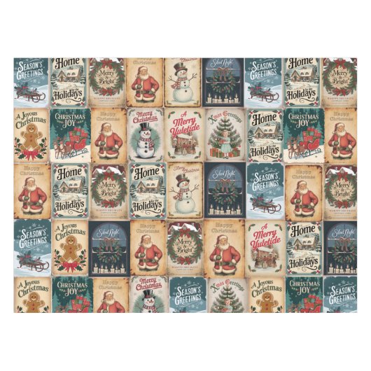 Nostalgische Vintage Weihnachtsgeschenktasche Tischdecke (Vorderseite (Horizontal))