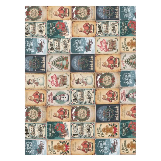 Nostalgische Vintage Weihnachtsgeschenktasche Tischdecke (Vorderseite)