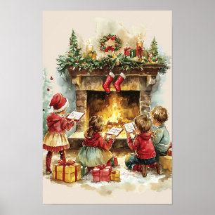 Nostalgische Vintage-Weihnachtskinder Poster
